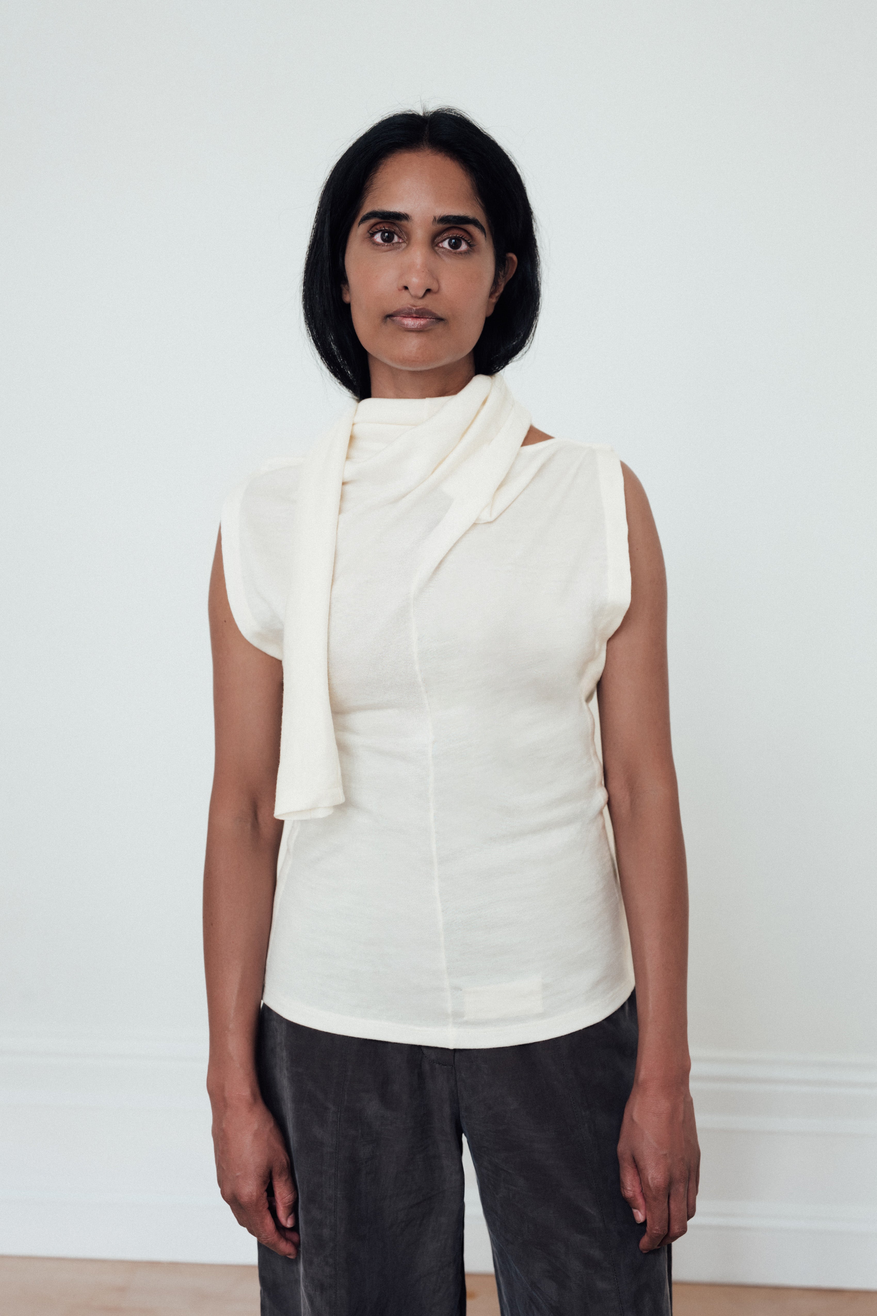 fluid wool top - ivory