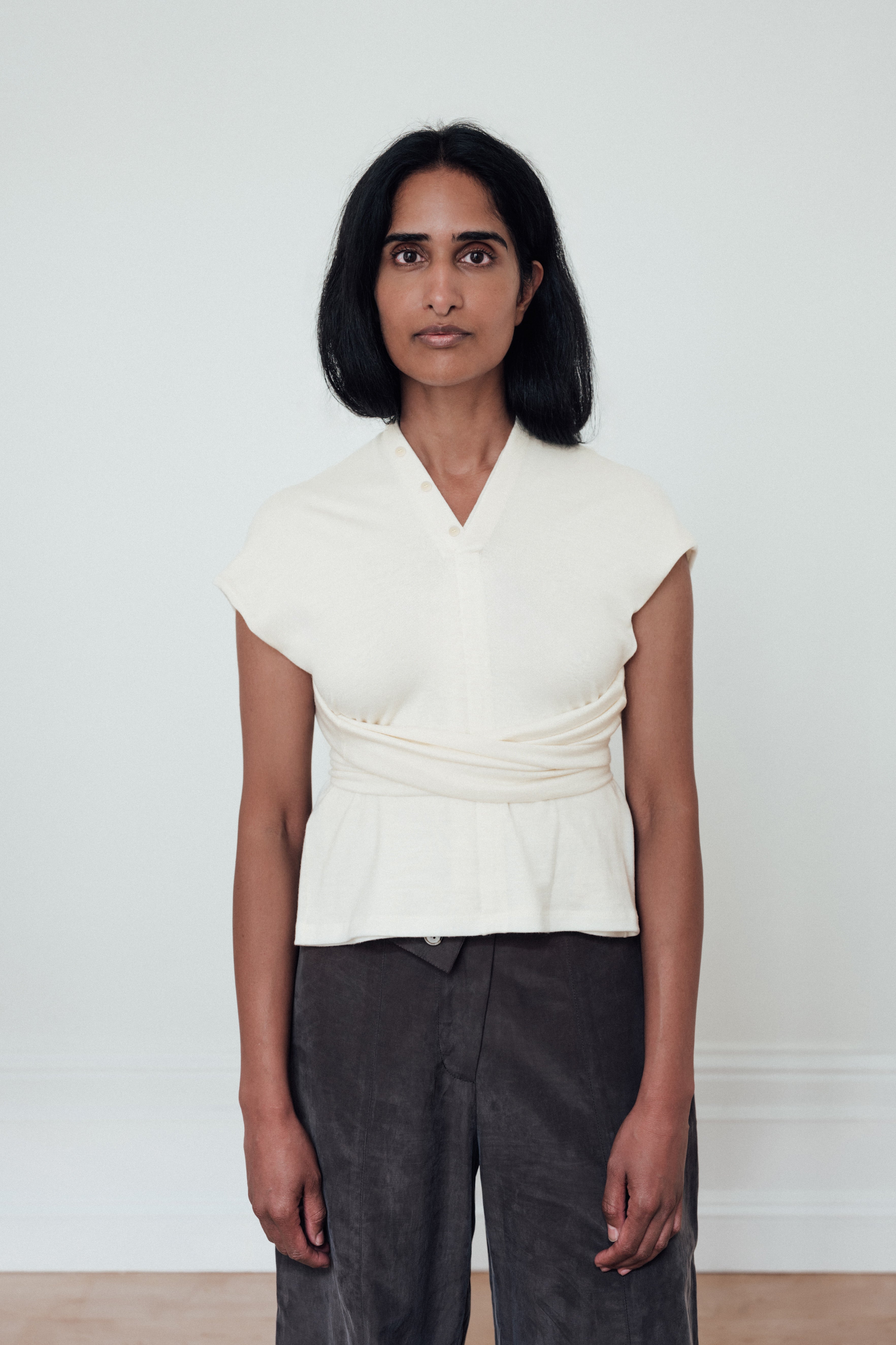 fluid wool top - ivory