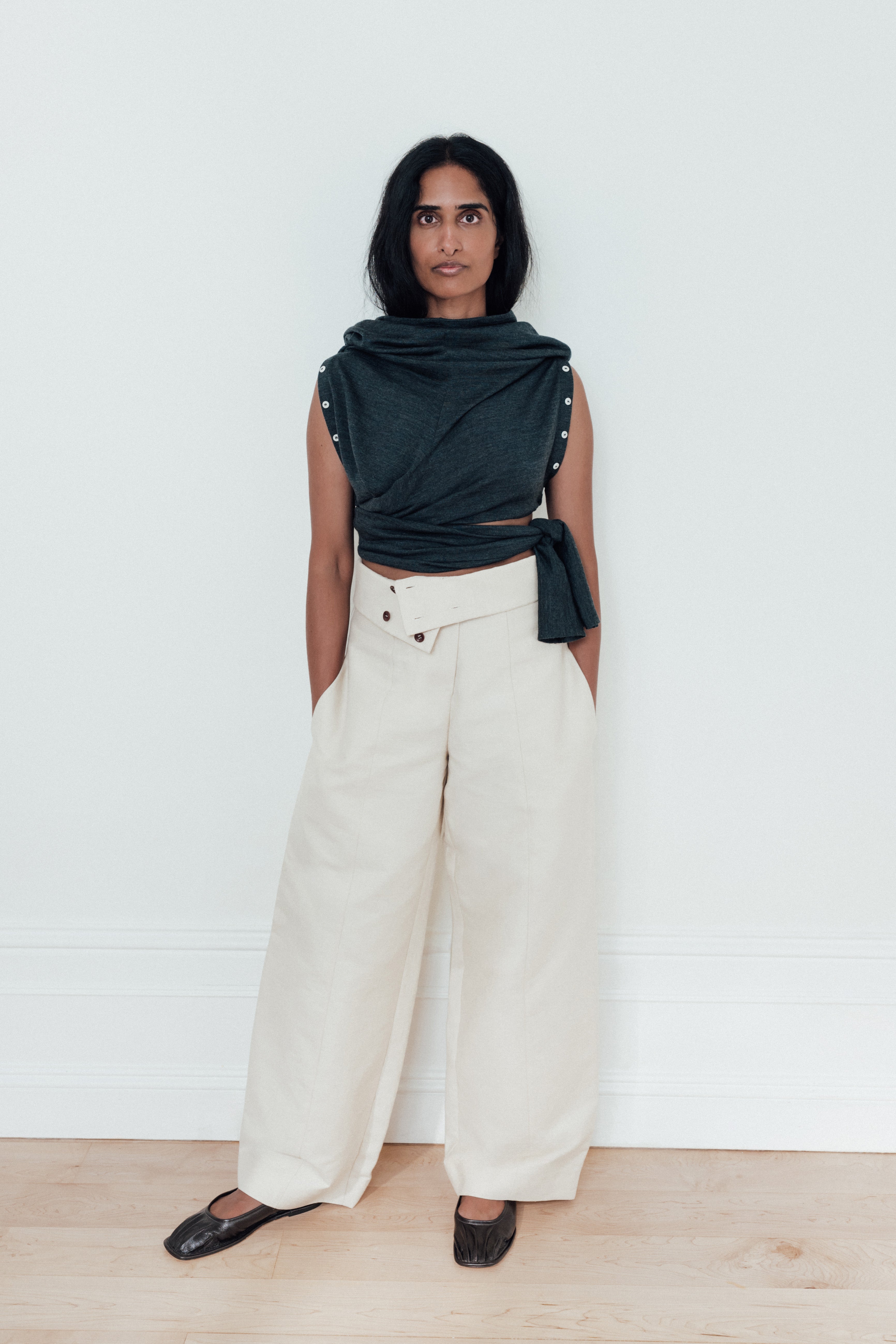 fluid wool top - grey