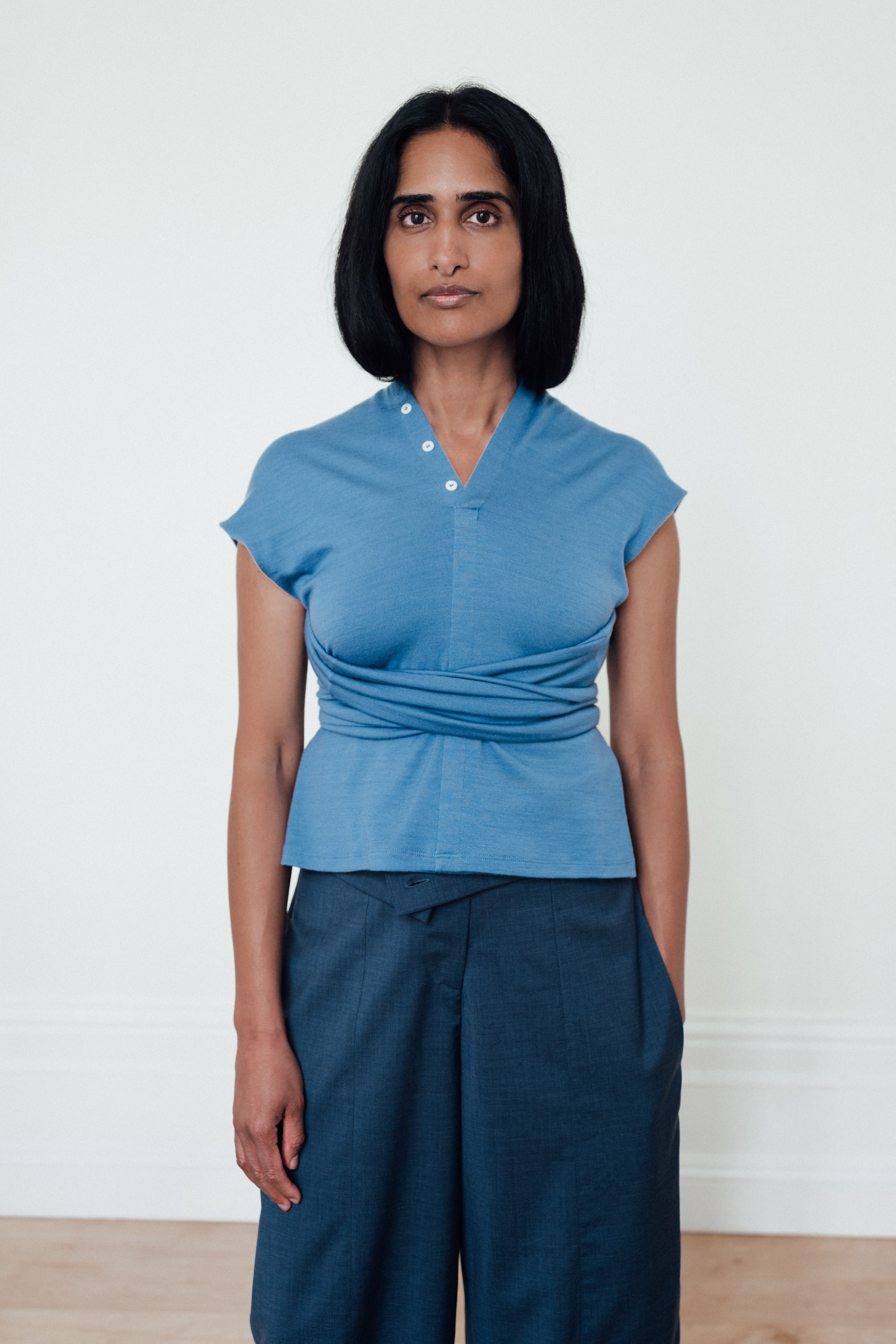 fluid wool top - blue