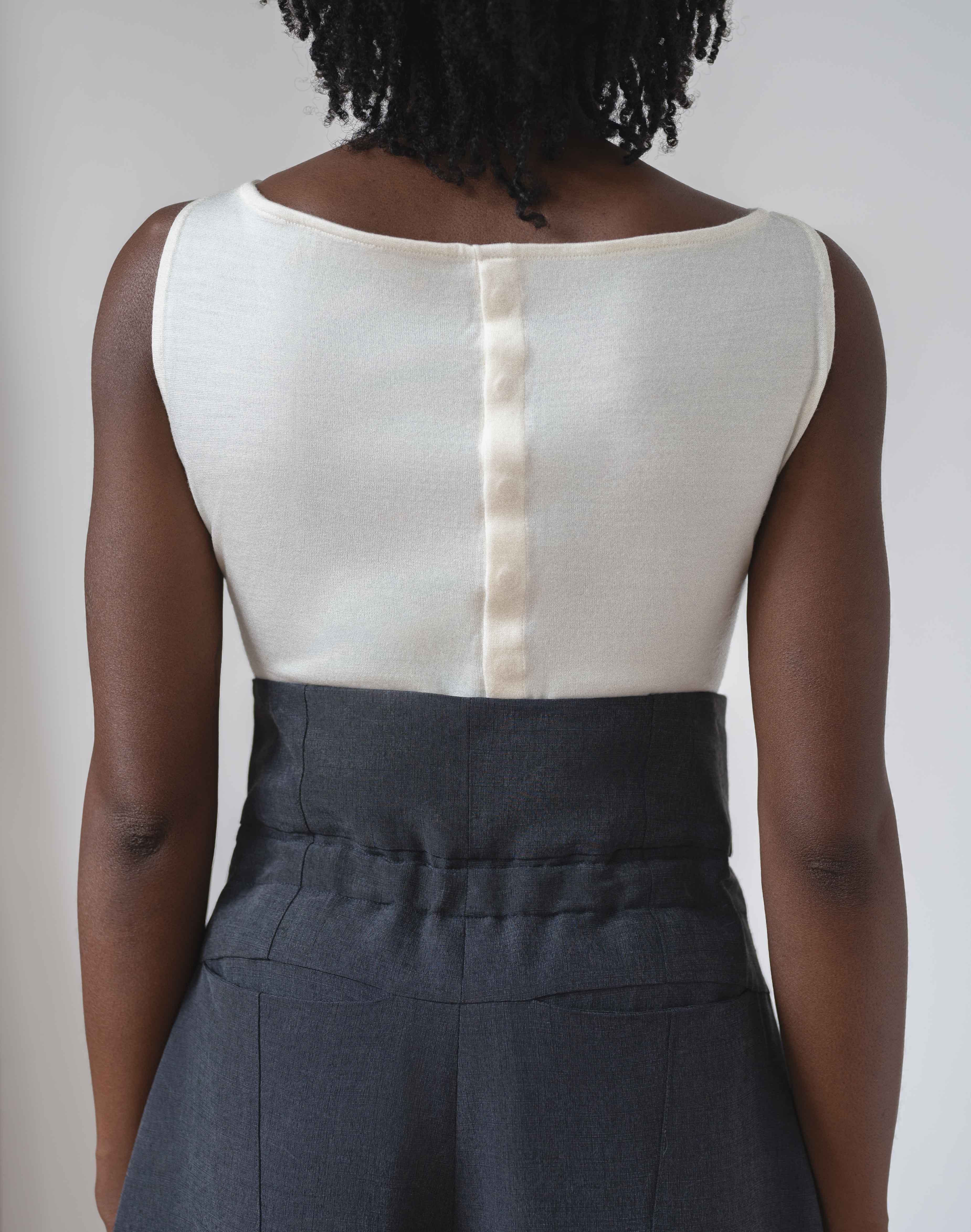 round relaxed trousers - black silk