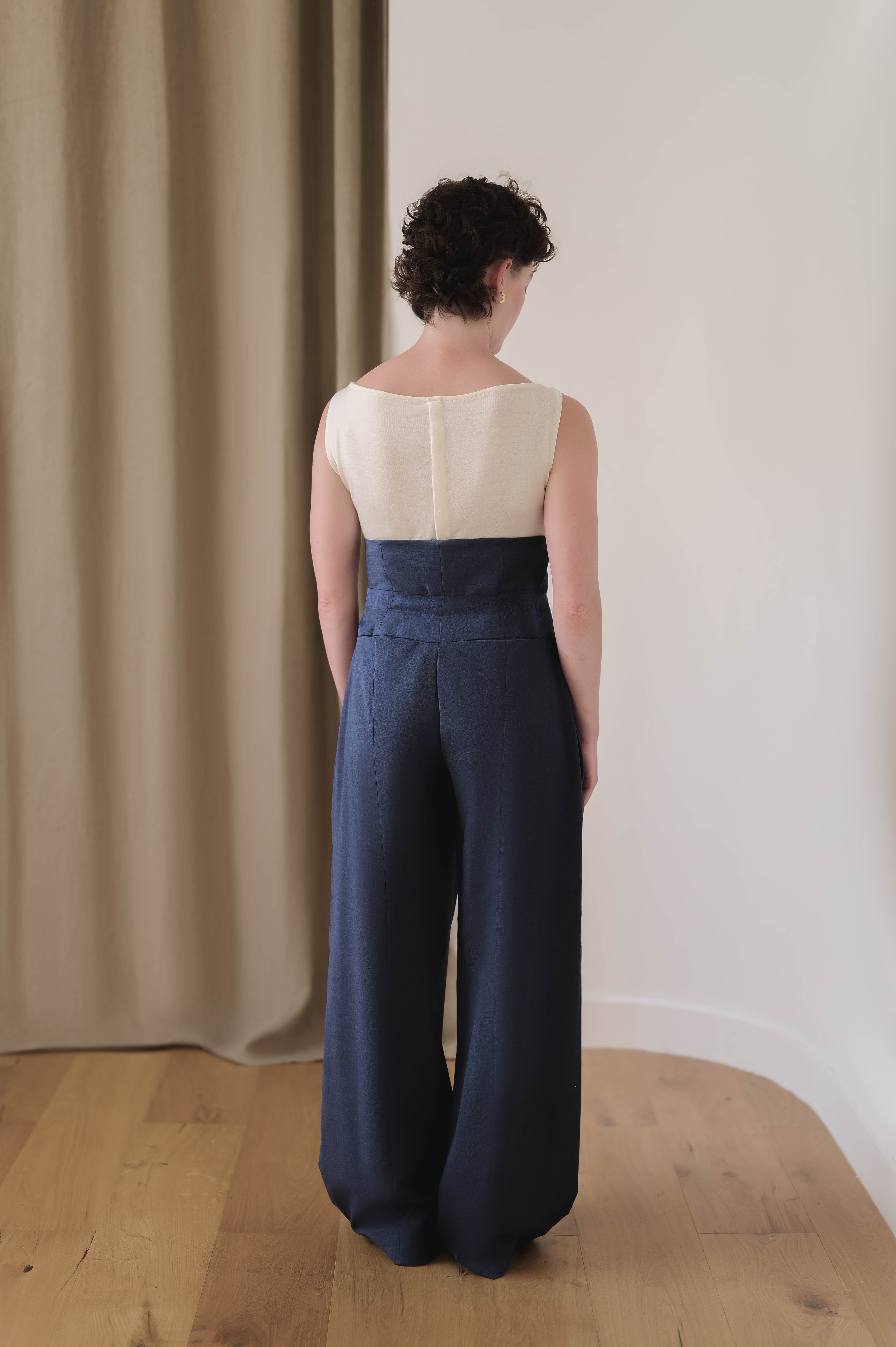 round relaxed trousers - navy wool
