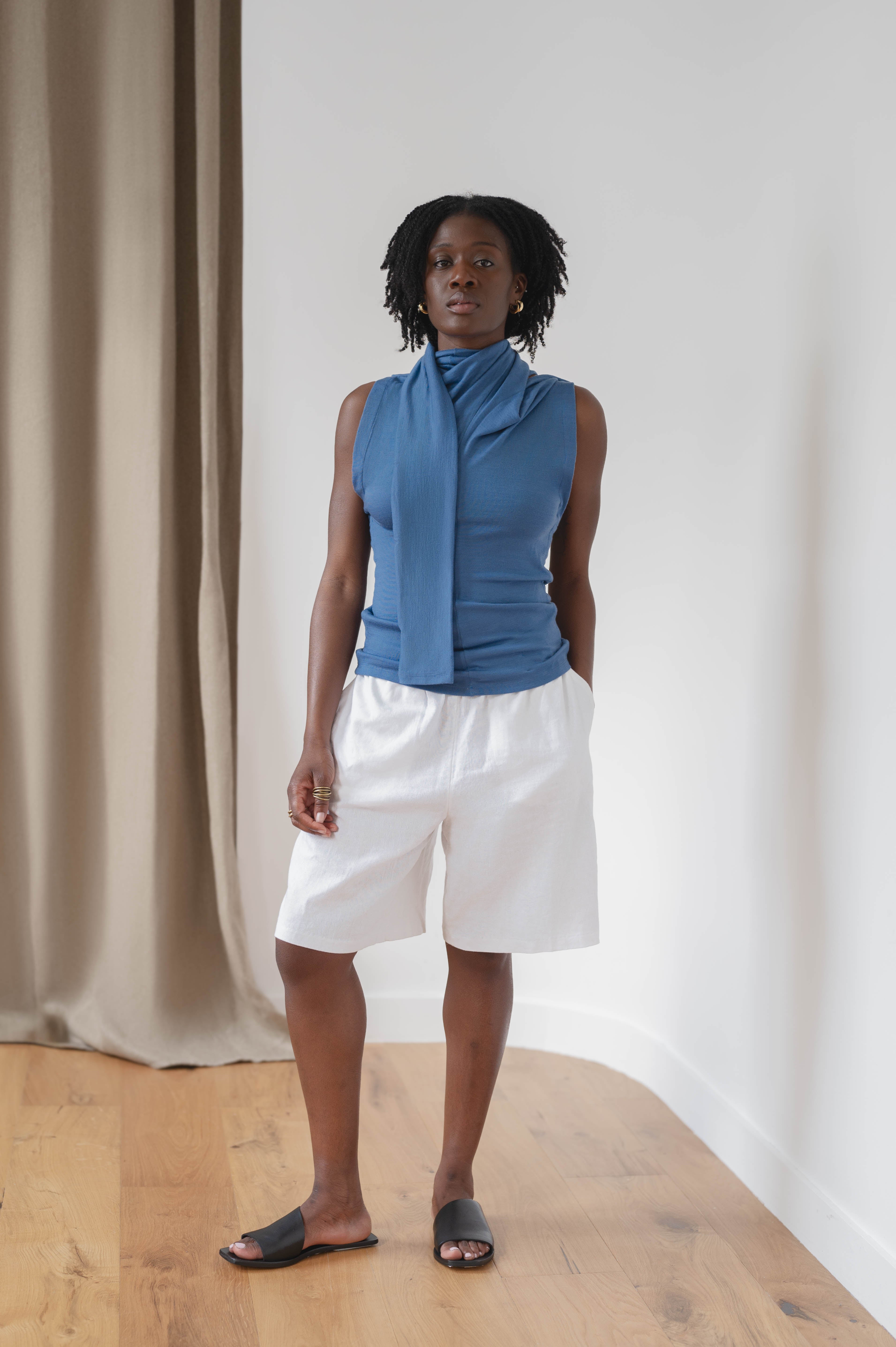 fluid wool top - blue
