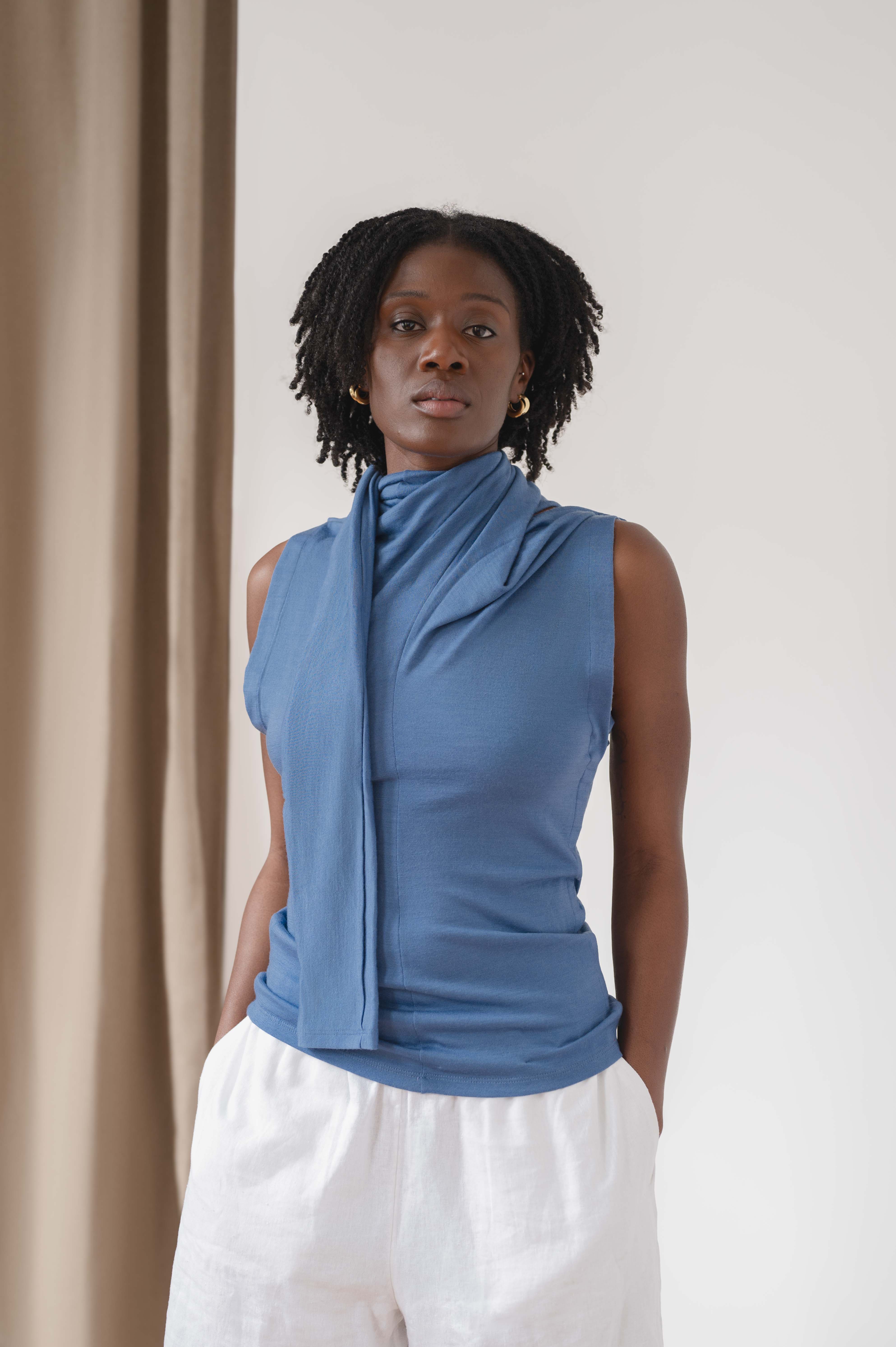 fluid wool top - blue
