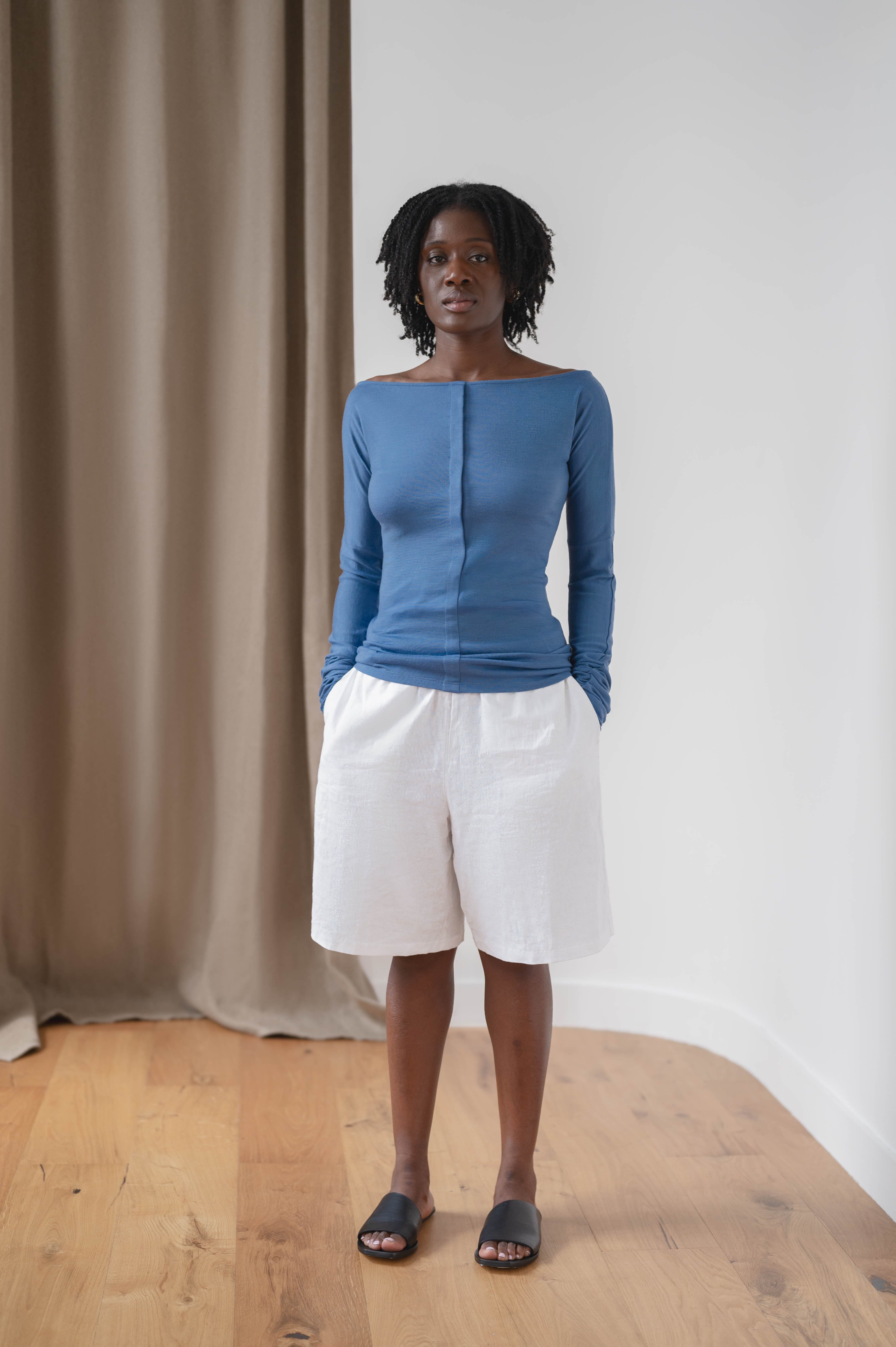 fluid wool top - blue
