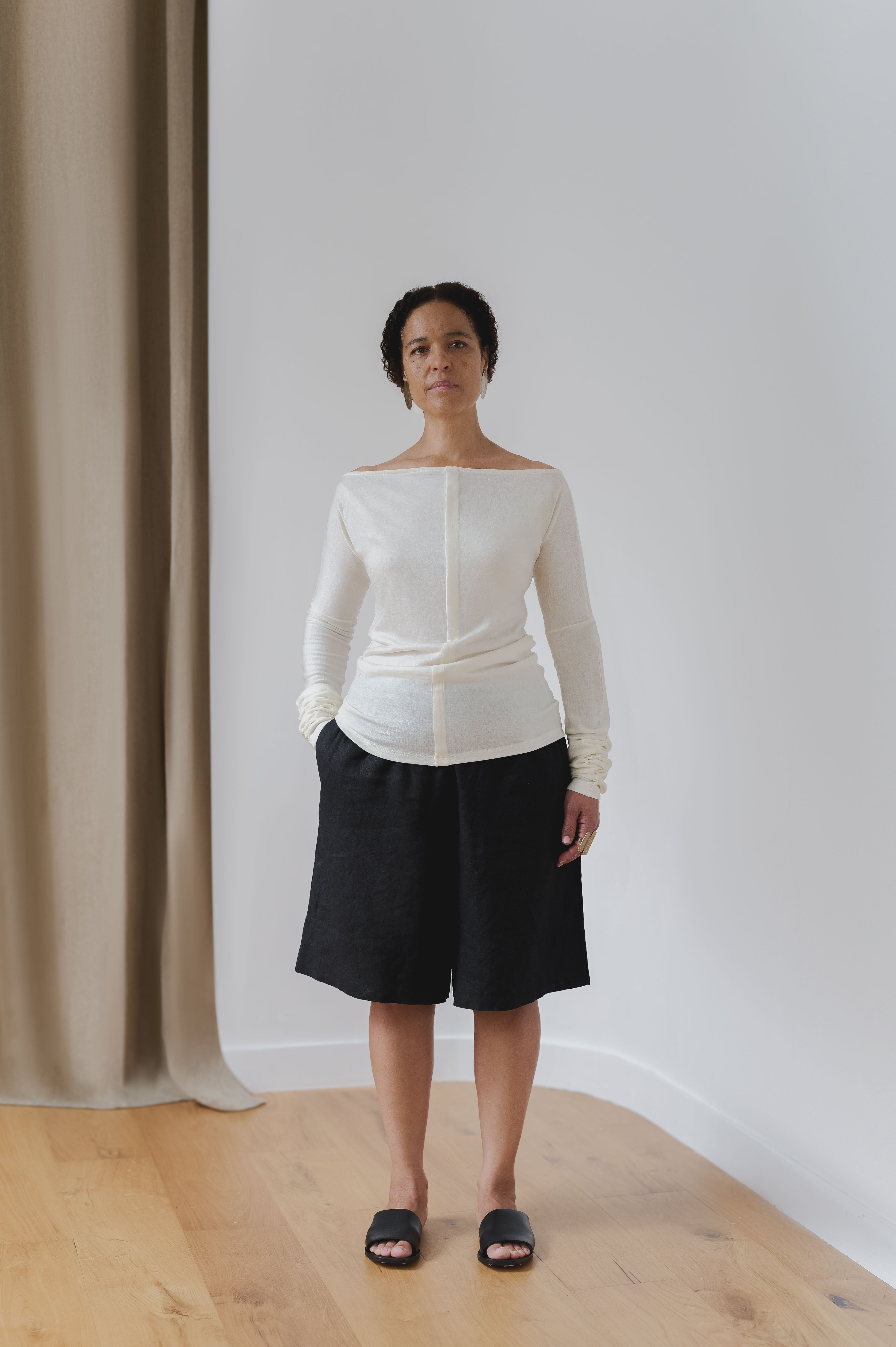 fluid wool top - ivory