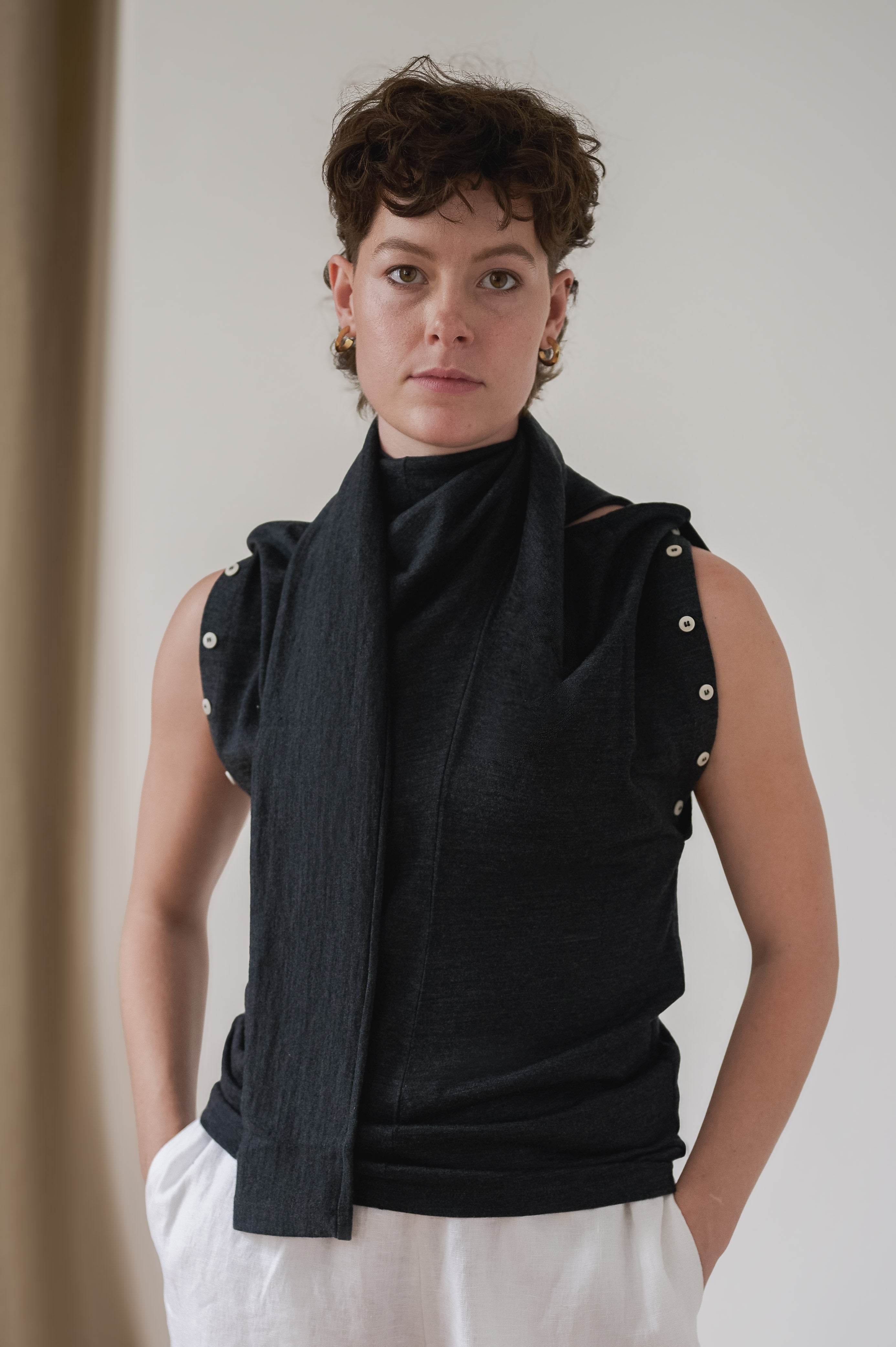 fluid wool top - grey