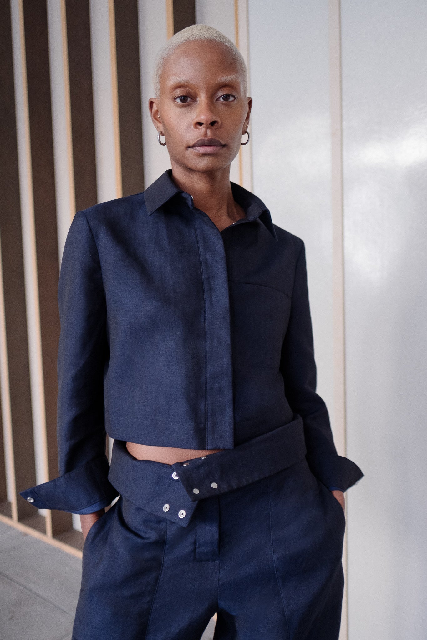 (jump)suit 01 -blue wool linen