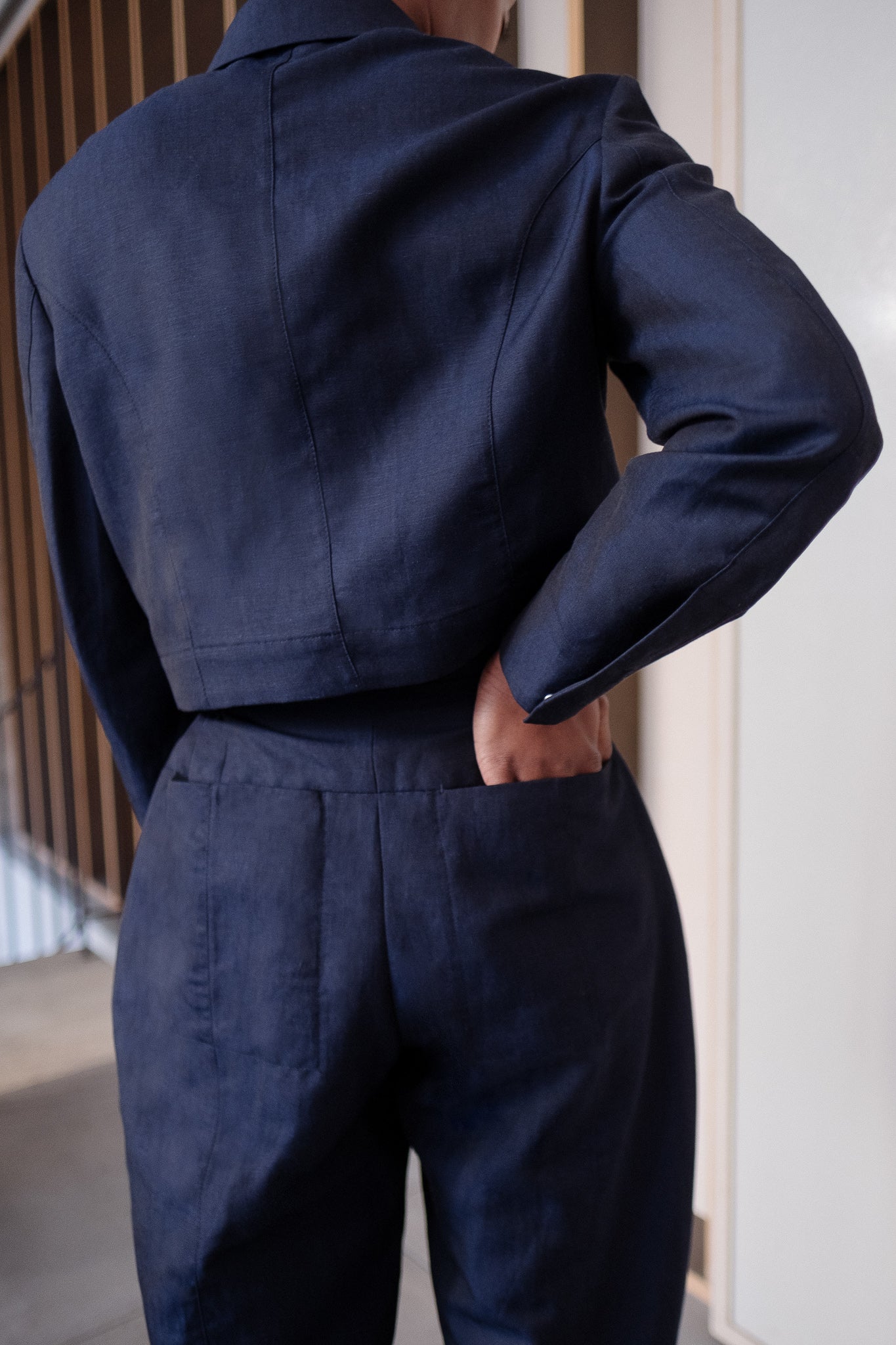 (jump)suit 01 -blue wool linen