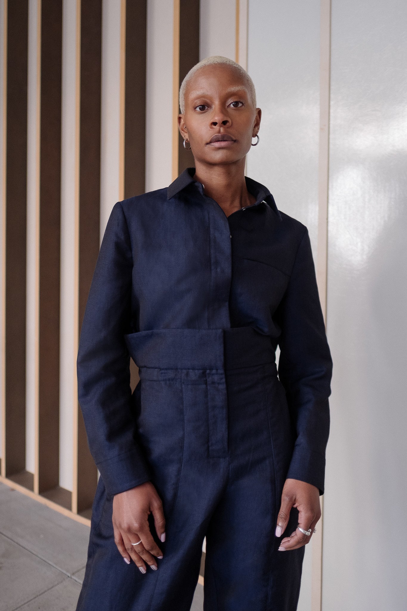 (jump)suit 01 -blue wool linen