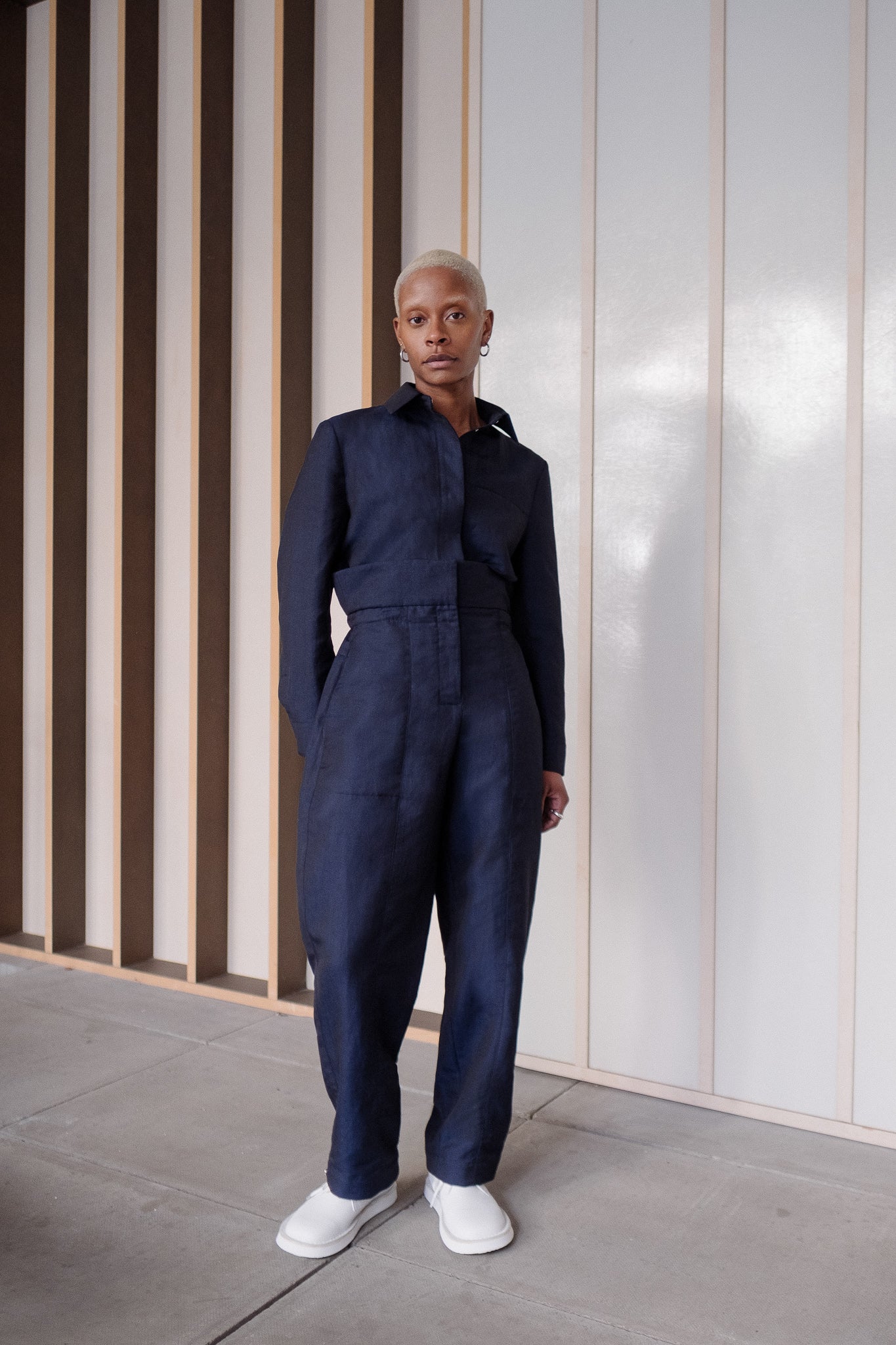 (jump)suit 01 -blue wool linen