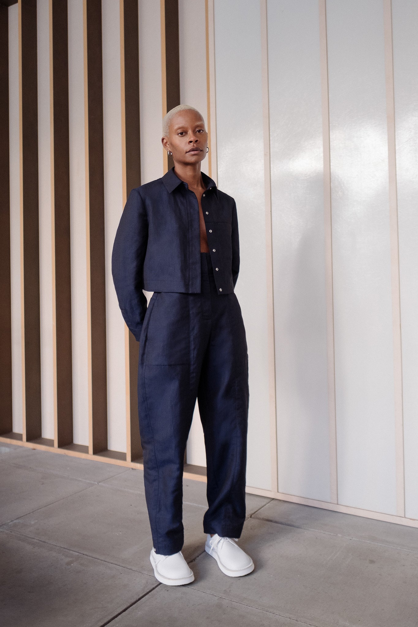 (jump)suit 01 -blue wool linen