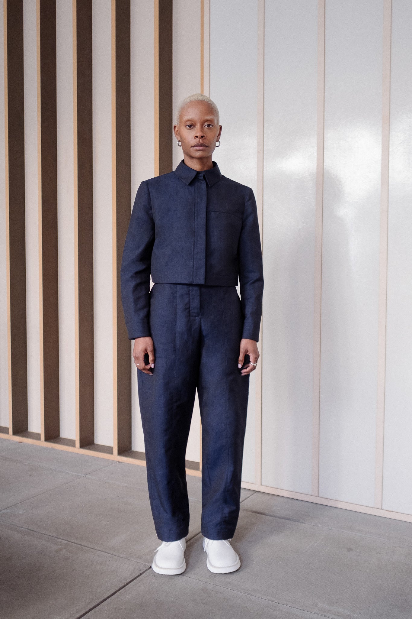 (jump)suit 01 -blue wool linen